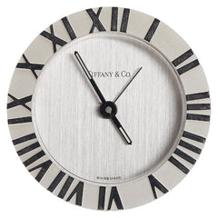 ティファニー アトラス ロック 置時計 クオーツ シルバー文字盤 ステンレススチール レディース TIFFANY&Co. 【中古】