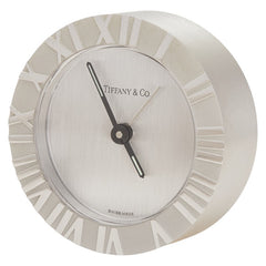 ティファニー アトラス ロック 置時計 クオーツ シルバー文字盤 ステンレススチール レディース TIFFANY&Co. 【中古】