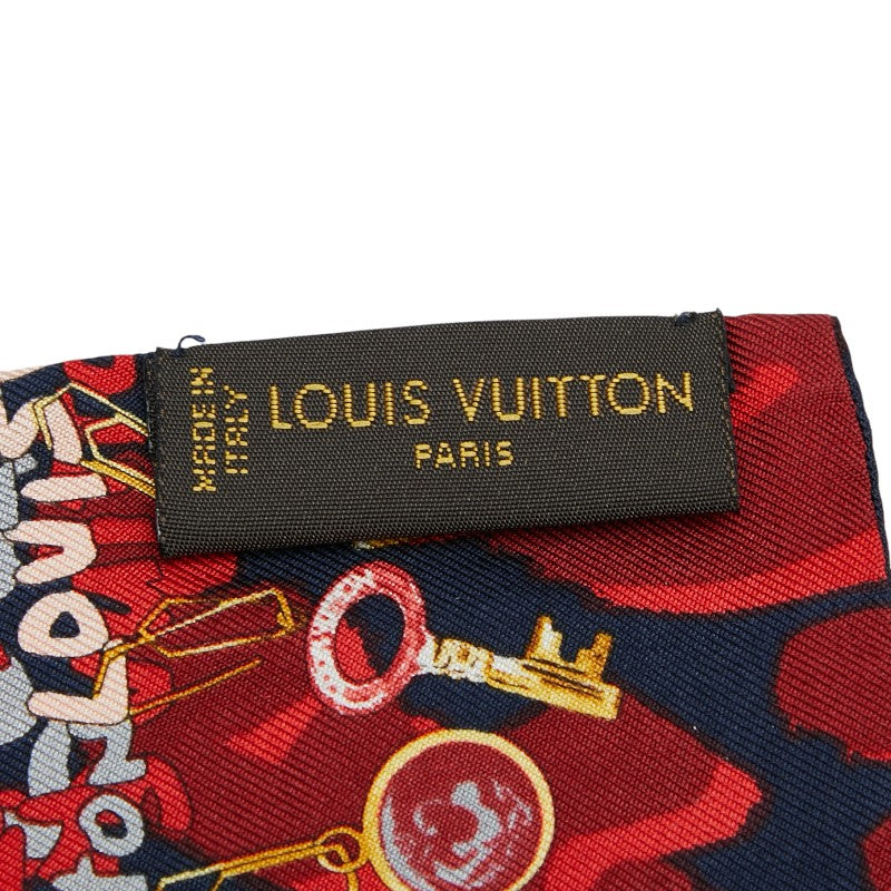 ルイ ヴィトン モノグラム バンドー レオパード スカーフ レッド ネイビー シルク レディース LOUIS VUITTON 【中古】