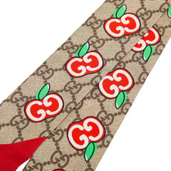 グッチ GGプリント りんご ネックボウ 627485 ベージュ マルチカラー シルク レディース GUCCI 【中古】