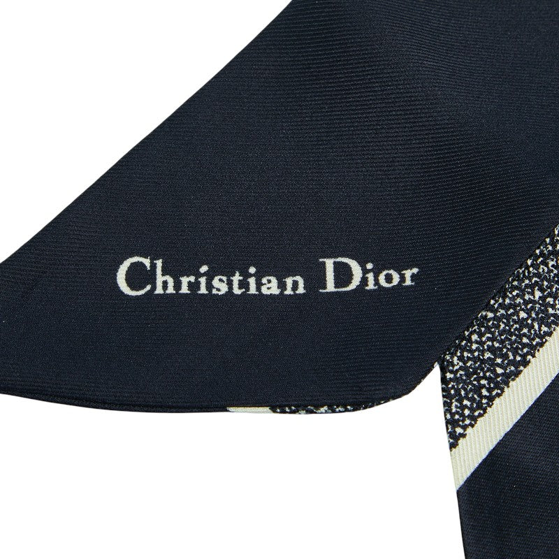 ディオール ミッツァ モンテーニュ 千鳥格子 スカーフ ブラック ホワイト シルク レディース Dior 【中古】