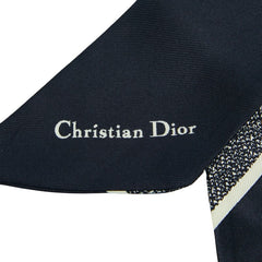 ディオール ミッツァ モンテーニュ 千鳥格子 スカーフ ブラック ホワイト シルク レディース Dior 【中古】