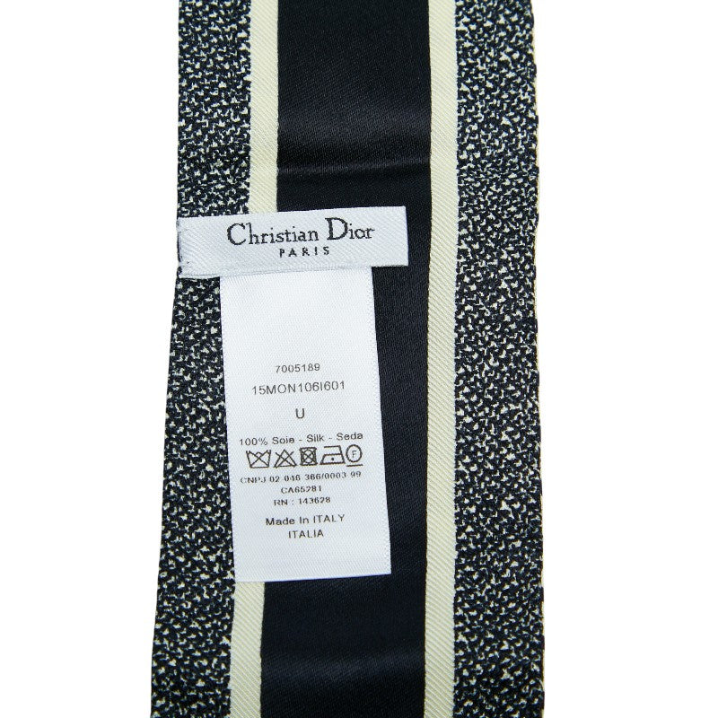ディオール ミッツァ モンテーニュ 千鳥格子 スカーフ ブラック ホワイト シルク レディース Dior 【中古】