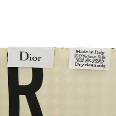 ディオール ミッツァ モンテーニュ 千鳥格子 スカーフ ベージュ ブラック シルク レディース Dior 【中古】