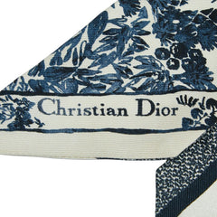 ディオール ミッツァ スカーフ ネイビー アイボリー シルク レディース Dior 【中古】