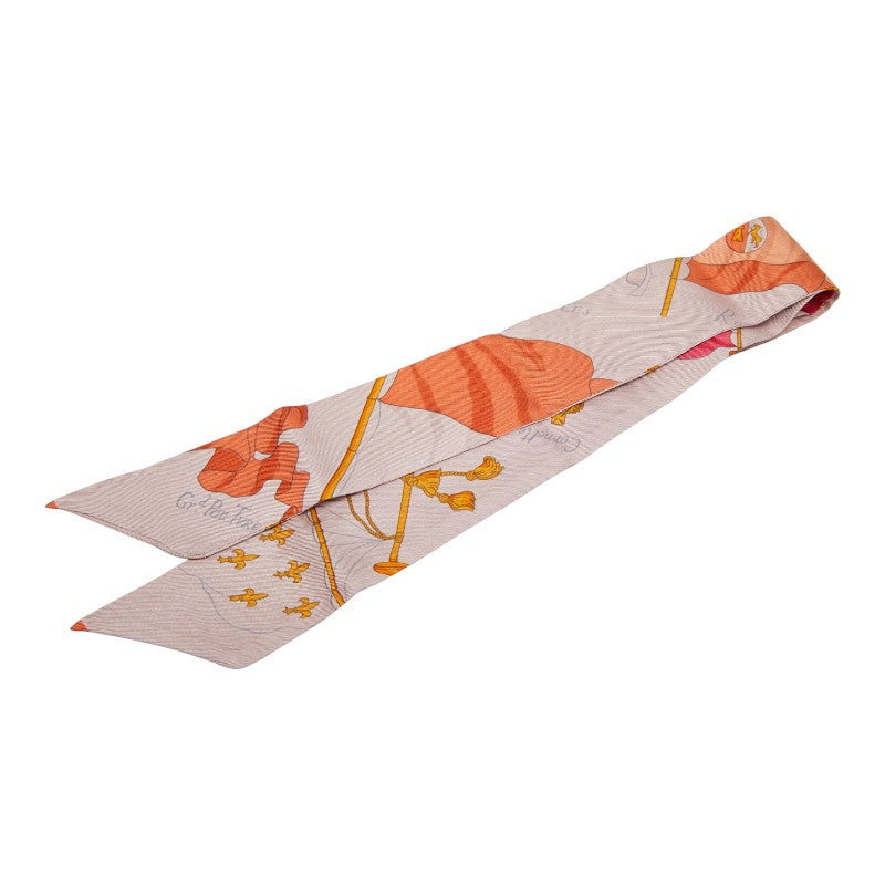 エルメス ツイリー 旗 スカーフ ピンク マルチカラー シルク レディース HERMES 【中古】