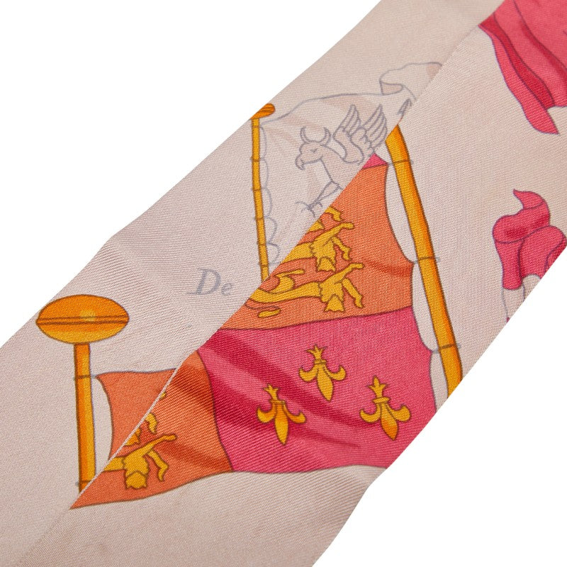 エルメス ツイリー 旗 スカーフ ピンク マルチカラー シルク レディース HERMES 【中古】