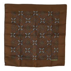 エルメス プチカレ ベルト 縄 モチーフ ハンカチ ブラウン ブルー シルク レディース HERMES 【中古】