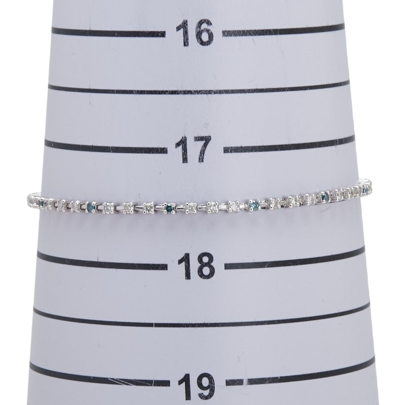 K18WG ホワイトゴールド ダイヤ1.00ct テニスチェーン ブレスレット レディース 【中古】