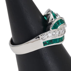 Pt900 プラチナ エメラルド1.50ct ダイヤ0.34ct リング 指輪 レディース 14号 【中古】