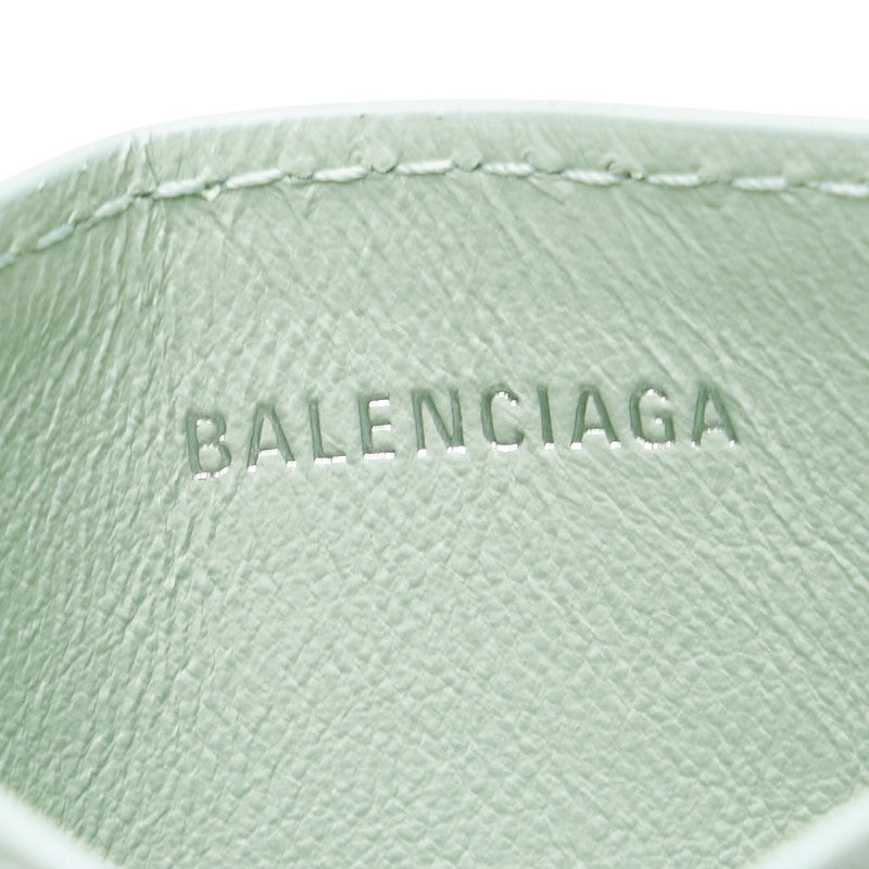 バレンシアガ ロゴ 型押し カードケース パスケース 593812 ライトグリーン レザー レディース BALENCIAGA 【中古】