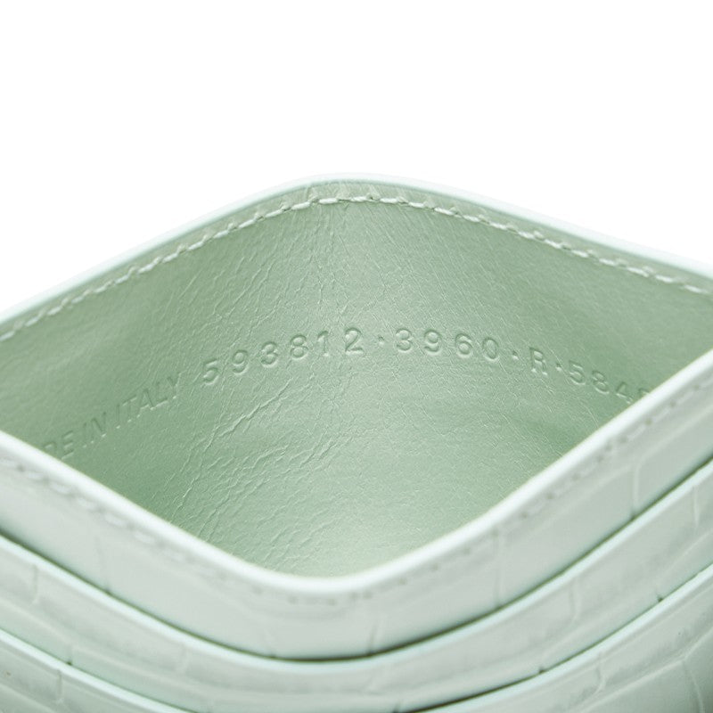 バレンシアガ ロゴ 型押し カードケース パスケース 593812 ライトグリーン レザー レディース BALENCIAGA 【中古】