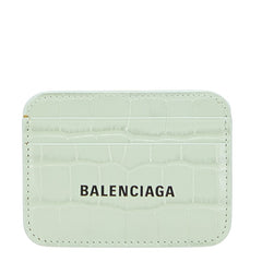 バレンシアガ ロゴ 型押し カードケース パスケース 593812 ライトグリーン レザー レディース BALENCIAGA 【中古】