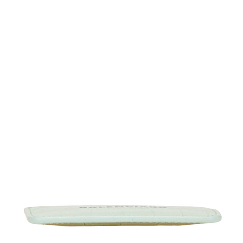 バレンシアガ ロゴ 型押し カードケース パスケース 593812 ライトグリーン レザー レディース BALENCIAGA 【中古】