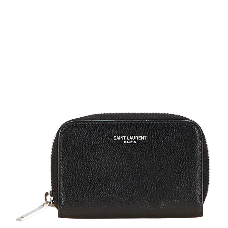 サンローラン ラウンドファスナー コインケース 小銭入れ 506522 ブラック レザー レディース SAINT LAURENT 【中古】