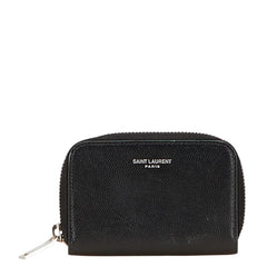 サンローラン ラウンドファスナー コインケース 小銭入れ 506522 ブラック レザー レディース SAINT LAURENT 【中古】