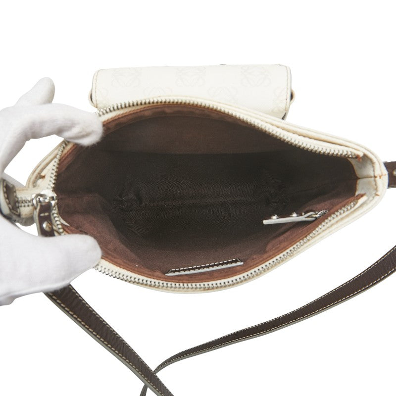 ロエベ アナグラム ショルダーバッグ ホワイト ブラウン PVC レザー レディース LOEWE 【中古】