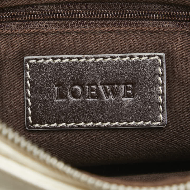 ロエベ アナグラム ショルダーバッグ ホワイト ブラウン PVC レザー レディース LOEWE 【中古】