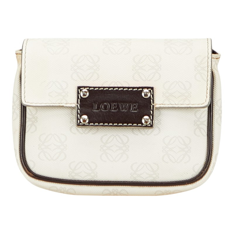 ロエベ アナグラム ショルダーバッグ ホワイト ブラウン PVC レザー レディース LOEWE 【中古】