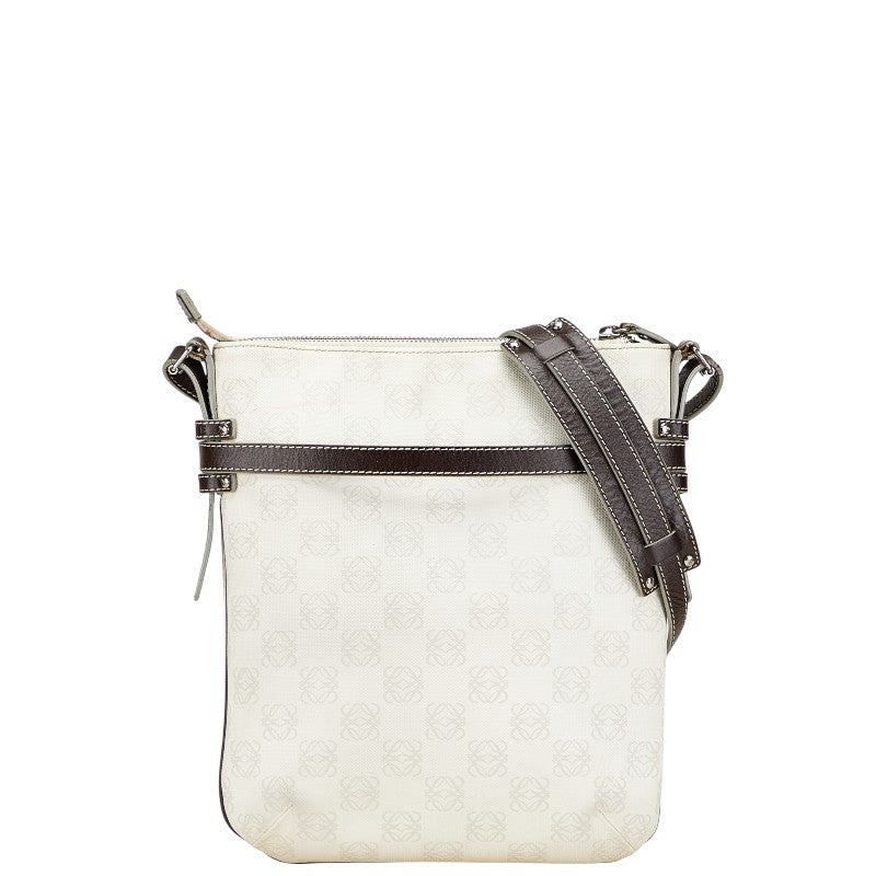ロエベ アナグラム ショルダーバッグ ホワイト ブラウン PVC レザー レディース LOEWE 【中古】