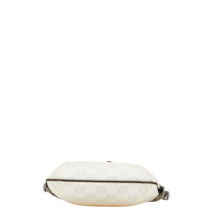 ロエベ アナグラム ショルダーバッグ ホワイト ブラウン PVC レザー レディース LOEWE 【中古】