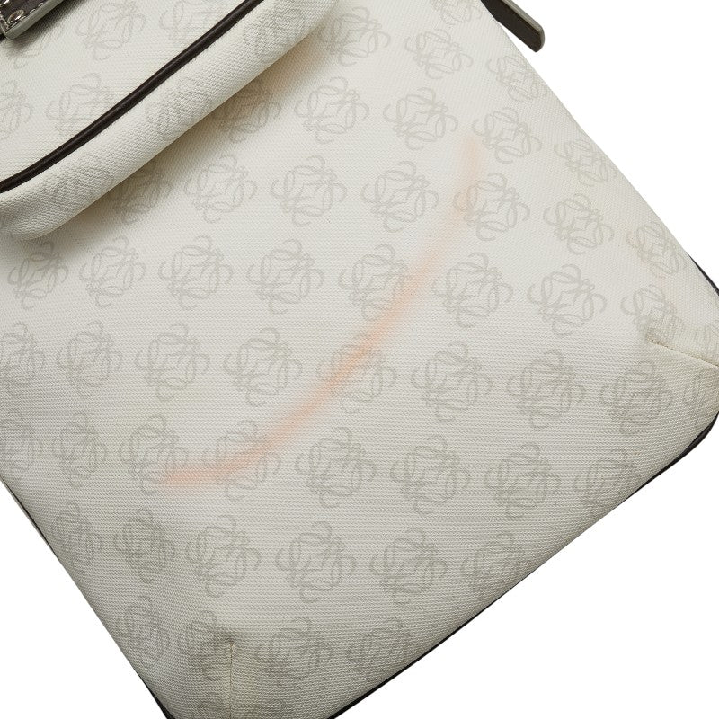 ロエベ アナグラム ショルダーバッグ ホワイト ブラウン PVC レザー レディース LOEWE 【中古】