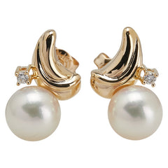 タサキ K18YG イエローゴールド アコヤパール7ｍｍct ダイヤ0.02ct スタッドピアス レディース TASAKI 【中古】