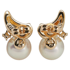 タサキ K18YG イエローゴールド アコヤパール7ｍｍct ダイヤ0.02ct スタッドピアス レディース TASAKI 【中古】