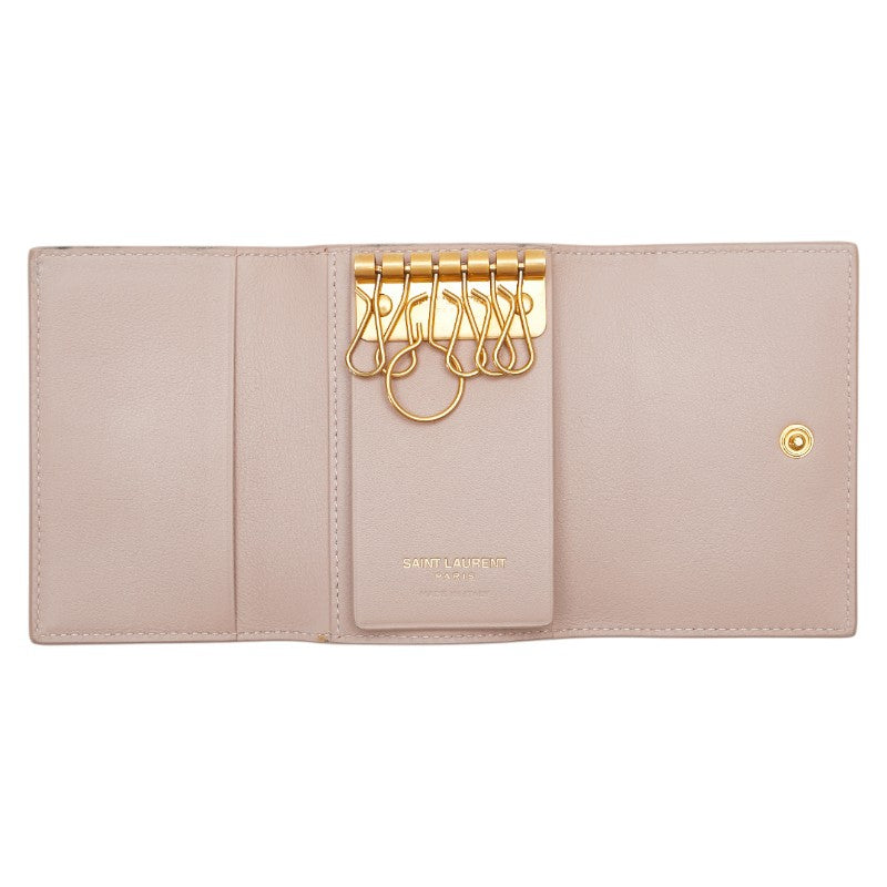 サンローラン YSLロゴ 6連 キーケース 438963 ピンク レザー レディース SAINT LAURENT 【中古】