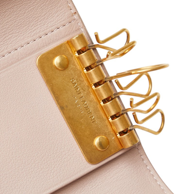 サンローラン YSLロゴ 6連 キーケース 438963 ピンク レザー レディース SAINT LAURENT 【中古】
