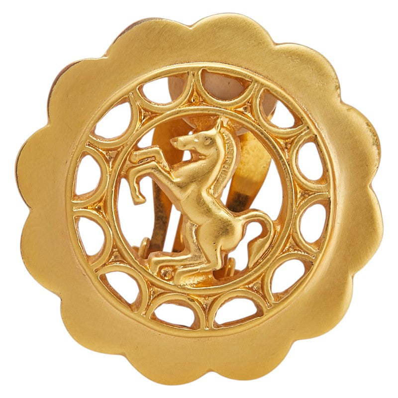 エルメス BIJOUTERIE FANTAISIE 馬 ホース イヤリング 片側のみ ゴールド メッキ レディース HERMES 【中古】