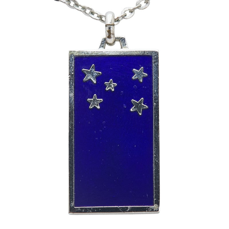 サンローラン プレート スター 星 ネックレス シルバー ブルー メタル レディース SAINT LAURENT 【中古】