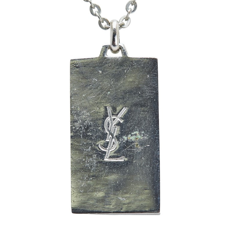 サンローラン プレート スター 星 ネックレス シルバー ブルー メタル レディース SAINT LAURENT 【中古】