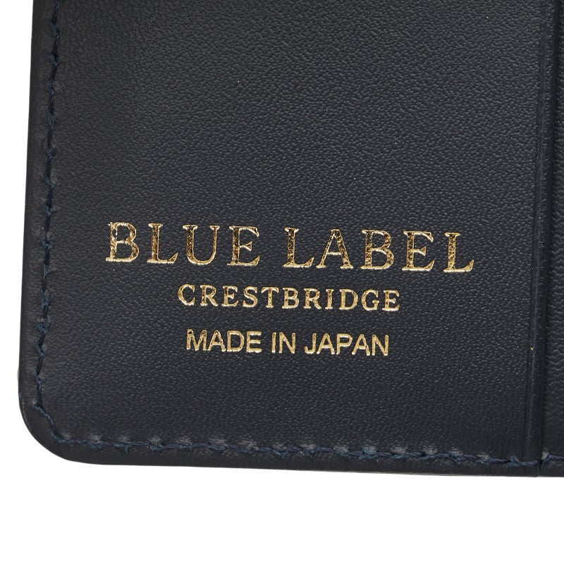 バーバリーブルーレーベル クレストブリッジ チェック 二つ折り財布 ネイビー マルチカラー PVC レザー レディース BURBERRY BLUE LABEL 【中古】