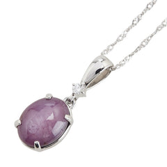 ノーブランド Pt950 プラチナ Pt850 プラチナ スターサファイヤ3.00ct ダイヤモンド0.02ct ネックレス レディース no brand 【中古】