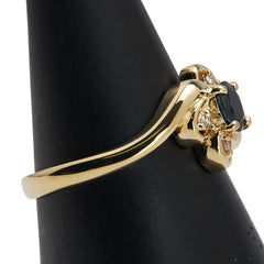 K18YG イエローゴールド サファイア ダイヤ0.04ct リング 指輪 レディース 10.5号 【中古】