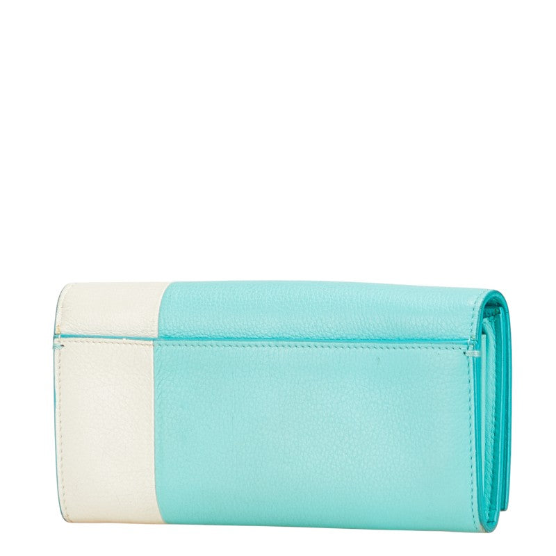ティファニー バイカラー 長財布 ティファニーブルー ホワイト レザー レディース TIFFANY&Co. 【中古】