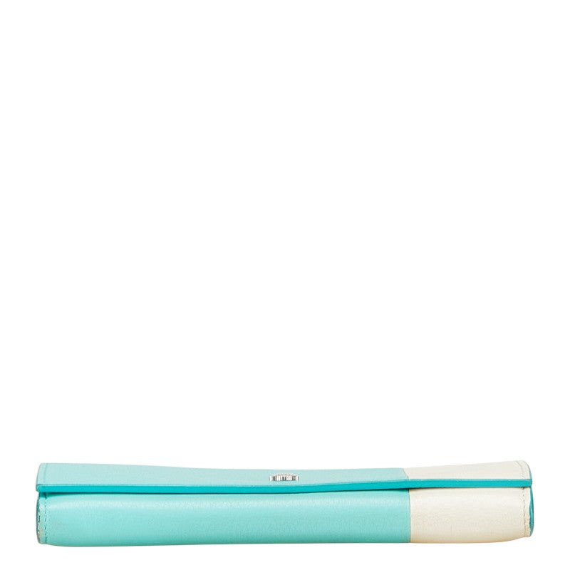ティファニー バイカラー 長財布 ティファニーブルー ホワイト レザー レディース TIFFANY&Co. 【中古】