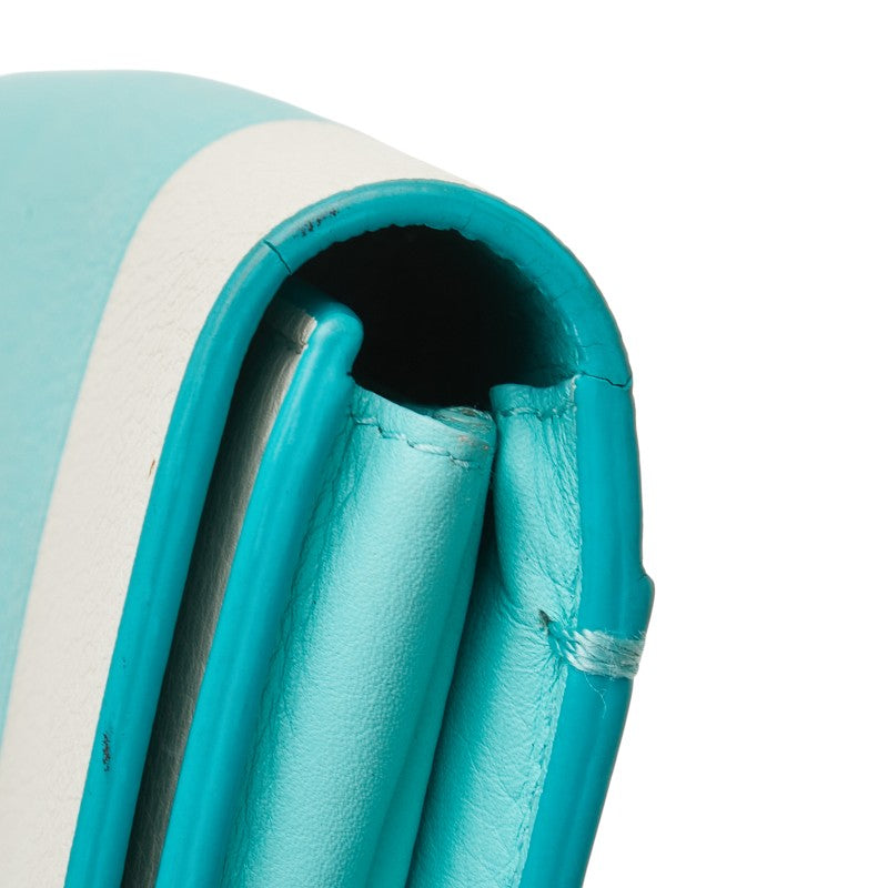 ティファニー バイカラー 長財布 ティファニーブルー ホワイト レザー レディース TIFFANY&Co. 【中古】