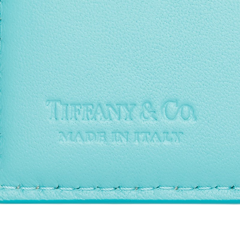 ティファニー バイカラー パスポートケース ティファニーブルー ホワイト レザー レディース TIFFANY&Co. 【中古】