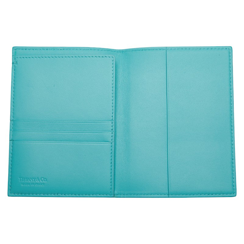 ティファニー バイカラー パスポートケース ティファニーブルー ホワイト レザー レディース TIFFANY&Co. 【中古】