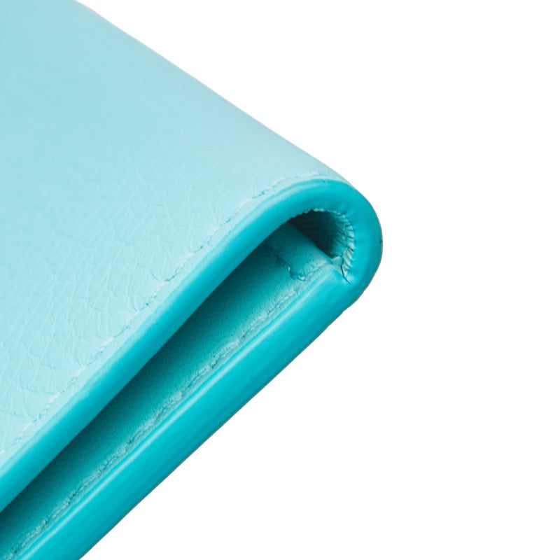 ティファニー バイカラー パスポートケース ティファニーブルー ホワイト レザー レディース TIFFANY&Co. 【中古】