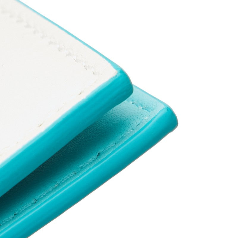 ティファニー バイカラー パスポートケース ティファニーブルー ホワイト レザー レディース TIFFANY&Co. 【中古】