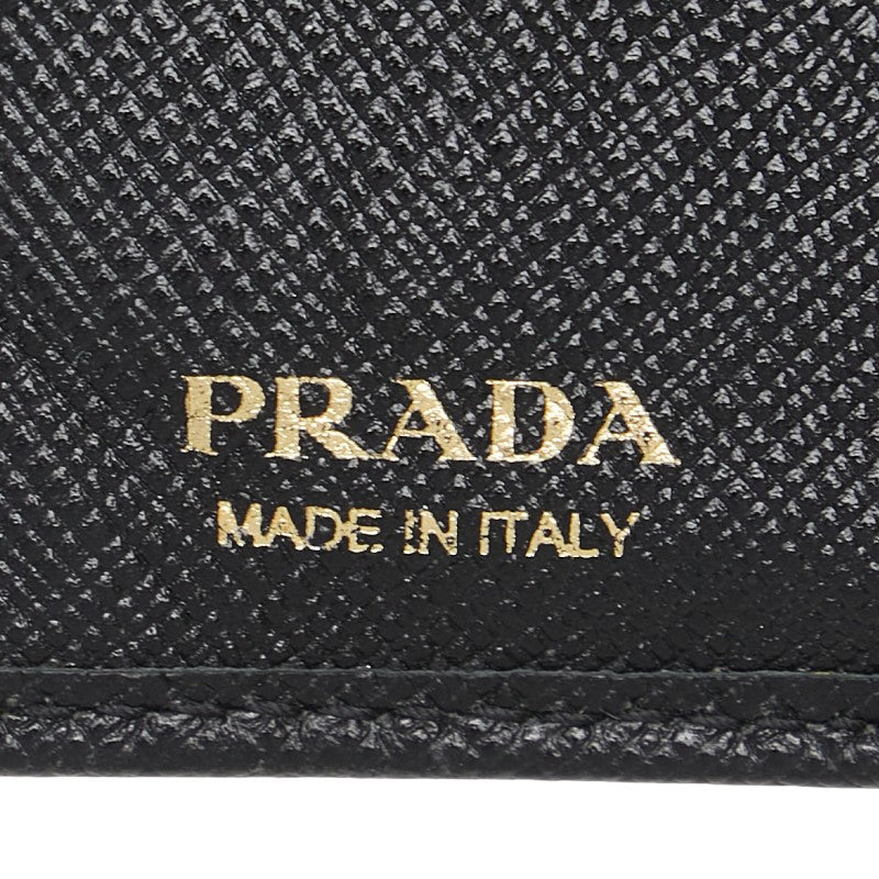プラダ 二つ折り財布 ブラック サフィアーノレザー レディース PRADA 【中古】
