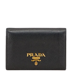 プラダ 二つ折り財布 ブラック サフィアーノレザー レディース PRADA 【中古】