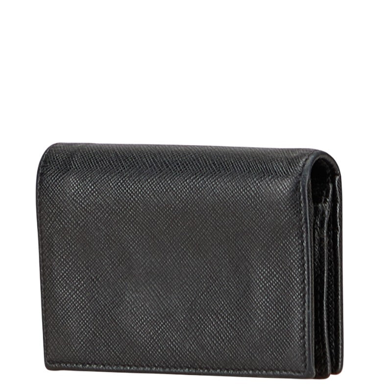 プラダ 二つ折り財布 ブラック サフィアーノレザー レディース PRADA 【中古】