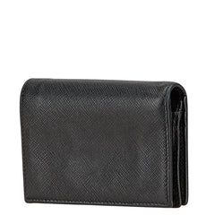 プラダ 二つ折り財布 ブラック サフィアーノレザー レディース PRADA 【中古】