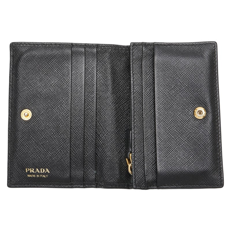 プラダ 二つ折り財布 ブラック サフィアーノレザー レディース PRADA 【中古】