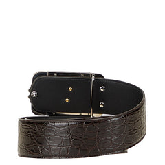 サンローラン YSL クロコ型押し ベルト 640548 ブラック レザー レディース SAINT LAURENT 【中古】