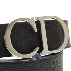 ディオール CDバックル ベルト リバーシブル ブラック ブルー レザー メンズ Dior 【中古】
